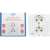 PNI WP222W paprastas x2 įmontuojamas lizdas su baltu stikliniu rėmeliu