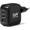 PORT CONNECT GaN2 wall charger for 2×USB-C PD and USB-A QC, 65W, Juodas