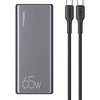 USAMS Powerbank PB59 30000mAh 65W 2xQC3.0 + PD Fast Charge juodos spalvos CMXLOGTC01 (US-CD165) + U cable
