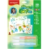 Pučiami flomasteriai Keyroad Blow Art Pen, 3 spalvų, 3 trafaretai, 10 popieriaus lapų, 22 lipdukai