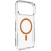 Puro Lite Mag TPU+PC dėklas suderinamas su MagSafe skirtas Apple iPhone 17 Pro Max – skaidrus su oranžinės spalvos žiedu