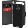 Puro Wallet Stand dėklas skirtas Apple iPhone 17 Air made of eco-leather, with a flap, wallet and stand function - juodos spalvos
