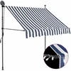 Rankinė ištraukiama markizė su LED, mėlyna ir balta, 100cm