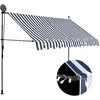 Rankinė ištraukiama markizė su LED, mėlyna ir balta, 300cm