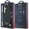 Red Bull Raudona Bull Original dėklas Raudonas BULL Real Carbon Fiber Shiny Logo MagSafe skirtas Samsung Galaxy S25 juodos spalvos