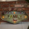Sieninis šviestuvas TelForceone RETRO Metal Sign LED Welcome Family"Forever" šviesiai