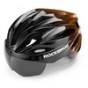 Rockbros dviratininko šalmas su Visor, Detachable UV Protective Goggles, Unisex – juodos spalvos/rudos spalvos