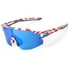 Rockbros Polarized dviratininko akiniai su UV apsauga ir Corrective Insert Mėlyna Lenses – USA Pattern – baltos spalvos