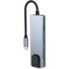 Šakotuvas 5in1 USB HUB USB-C to 2xUSB + HDMi + USB-C + LAN RJ45 Adapteris Tech-Protect V3-HUB pilkos spalvos