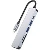 Šakotuvas 6in1 USB HUB USB-C to 2xUSB + HDMi + USB-C + SD Card Reader + micro SD Adapteris Tech-Protect V4-HUB pilkos spalvos