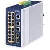 Šakotuvas Carruzzo PLANET IP30 Industrial L2/L4 16-Port Valdomas L2/L4 Gigabit Ethernet (10/100/1000) Maitinimas per Eternetą (PoE) Aliuminis, Mėlyna