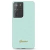 Samsung Galaxy S21 Ultra Guess dėklas silikoninis Script Metal Logo (GUHCS21LLSLMGLB) mėlynos spalvos