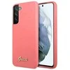 Guess GUHCS22MLSLMGFU S22+ S906 fuchsia kietas dėklas Silicone Script Metal Logo