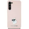 Samsung Galaxy S23 Ultra Karl Lagerfeld silikoninis dėklas Choupette Metal Pin (KLHCS23LSMHCNPP) rožinės spalvos