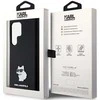 Karl Lagerfeld KLHCS23LSMHCNPK S23 Ultra S918 juodos spalvos kietas dėklas Silicone Choupette Metal Pin