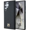 DKNY DKHMS24LPSHRPSK S24 Ultra S928 juodos spalvos kietas dėklas Leather Pattern Metal Logo MagSafe