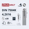 Grąžtas Savisriegiai Haushalt, DIN 7504K, 4,2 x 16 mm, 30 vnt.