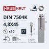 Grąžtas Savisriegiai Haushalt, DIN 7504K, 4,8 x 45 mm, 10 vnt.