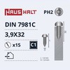 Savisriegiai Haushalt, DIN 7981C, 3.9 x 32 mm, 15 vnt.