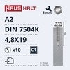 Grąžtas Savisriegis Haushalt, 4.8 mm x 19 mm, 10 vnt.