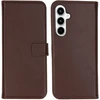 Selencia natūralios odos atverčiamas dėklas, skirtas Samsung Galaxy A55 – tamsiai rudas