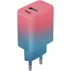 Setty įkroviklis USB + USB-C 20W LSIG-AC-20 turkio ir rožinės spalvos gradientas