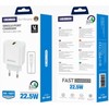 Sieninis įkroviklis 22,5W QC3.0 USB Jellico AK165 baltos spalvos
