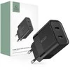 Sieninis įkroviklis PD 20W 2x USB-C Tech-Protect C20W juodos spalvos