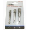 SILVER Sidabrinis KOMPLET ADAPTERÓW / UCHWYTÓW DO NASADEK 3 vnt.. 1/2-3/8-1/4"