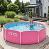 Sodo karkasinis baseinas apvalus vaikams 244×76 cm, rožinis, INTEX 28290ND