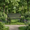 Sodo suoliukas su ažūriniu atlošu 120×50 cm, metalinis, parko stiliaus, juodas, MultiGarden