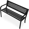 Sodo suoliukas su ažūriniu atlošu 120×50 cm, metalinis, parko stiliaus, juodas, MultiGarden