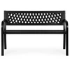 Sodo suoliukas su ažūriniu atlošu 120×50 cm, metalinis, parko stiliaus, juodas, MultiGarden