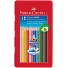 Spalvoti pieštukai Faber-Castell Grip, tribriauniai, 12 spalvų, metalinėje dėžutėje