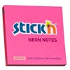 Stickxb4N Lipnūs lapeliai Stick´N 21165, 76x76mm, 100 lapelių,neoninės rožinės spalvos