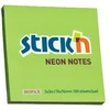 Stickxb4N Lipnūs lapeliai Stick´N 21167, 76x76mm, 100 lapelių, neoninės žalios spalvos