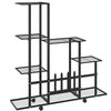 Stovas augalams su ratukais, juodas, 94,5x25x92,5cm, metalas