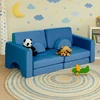Sudedama modulinė sofa vaikams, didelė, 2 vietų, „pasidaryk pats“, 10 minkštų pagalvių – mėlyna ECOTOYS