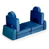 Sudedama modulinė sofa vaikams, didelė, 2 vietų, „pasidaryk pats“, 10 minkštų pagalvių – mėlyna ECOTOYS