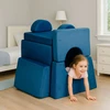 Sudedama modulinė sofa vaikams, didelė, 2 vietų, „pasidaryk pats“, 10 minkštų pagalvių – mėlyna ECOTOYS