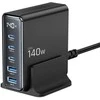 Tech-Protect DC140W-GAN 5 PORT PD140W/QC3.0 įkrovimo stotis - Juodas