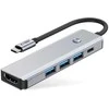Tech-Protect HB01 HUB Adapteris 5in1 USB-C + USB3.0 + HDMI 4K 60Hz + PD100W - pilka