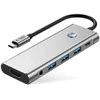 Tech-Protect HB04 HUB Adapteris 9in1 USB-C + USB2.0 + USB3.0 + HDMI 4K 60Hz + SD / TF + PD100W + AV3.5 - pilka