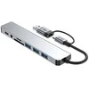 Tech-Protect HB06 HUB Adapteris 8in1 TYPE-C + USB2.0 + USB3.0 + SD/TF + AV3.5 - pilka