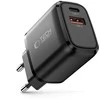 „Tech-Protect NCA20 PD 20W / QC3.0 USB-A / USB-C“ sieninis įkroviklis - juodas