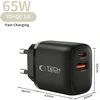 TECH-PROTECT NCA65W-GAN 2 PRIEVADŲ TINKLO ĮKROVIKLIS PD 65W / QC3.0 Juodas
