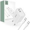 Tech Protect Sieninis įkroviklis 2x USB-C PD 35W + Cable USB-C – USB-C baltos spalvos