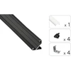 TEKKNI LED profilio komplektas BARDE kampinis, juodas, anoduotas, matinis dangtelis 2.02 m