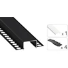 TEKKNI LED profilio komplektas HORST priglaistomas platus, juodas, anoduotas, baltas dangtelis 3 m