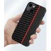 Tel Protect CARBON dėklas skirtas Apple iPhone 13 Pro Max juodos spalvos with red stripe